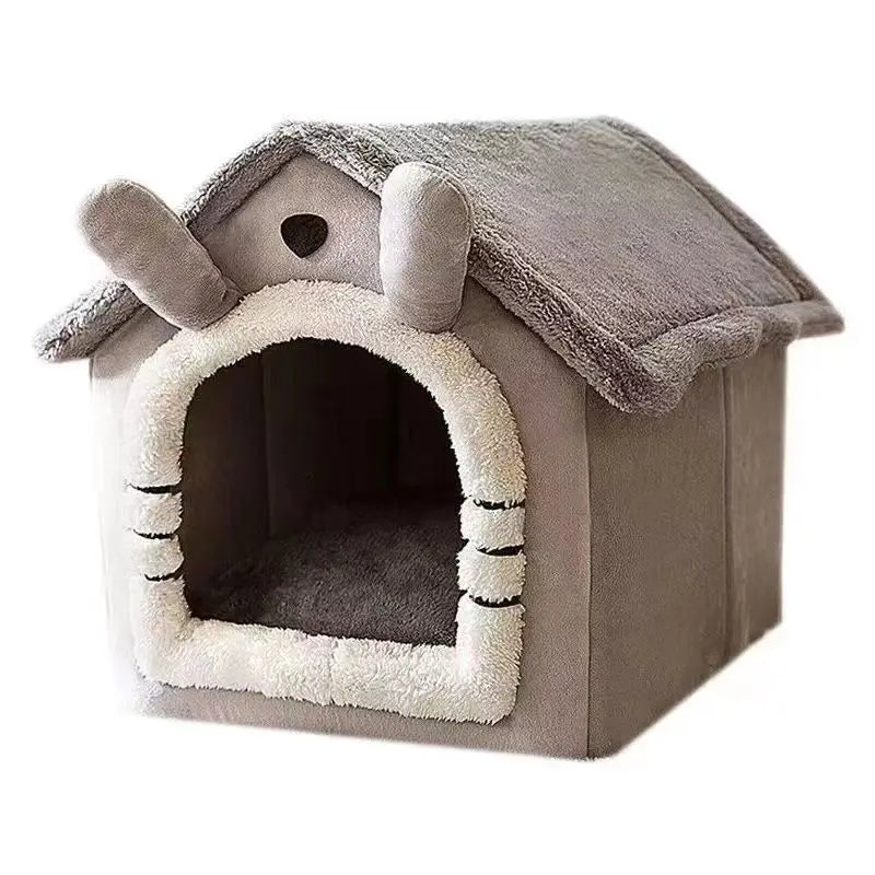 Soft Indoor Dog House & Bed - Washable Grey - Image 3
