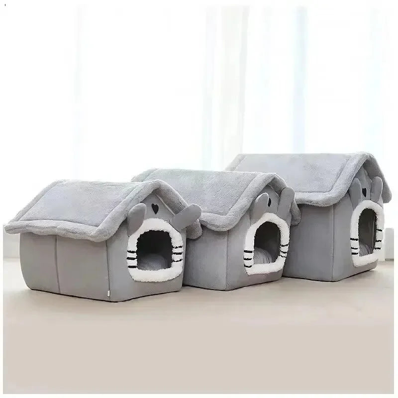 Soft Indoor Dog House & Bed, Washable Grey - Image 2