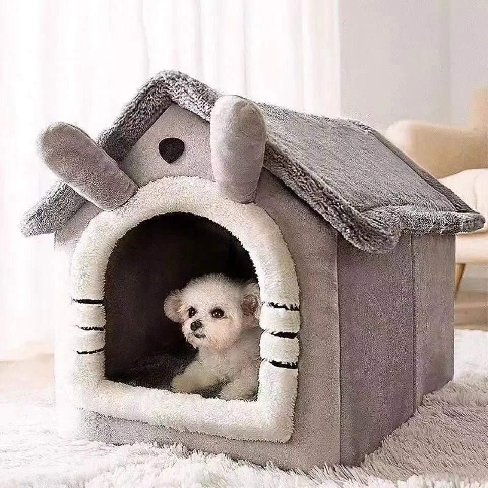 Soft Indoor Dog House & Bed, Washable Grey - Image 4