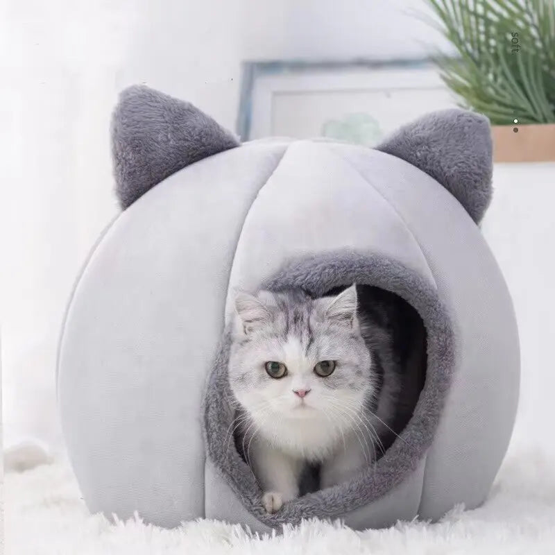 2024 Cat House Bed Soft Washable Grey XL 39x39x40cm - Image 2