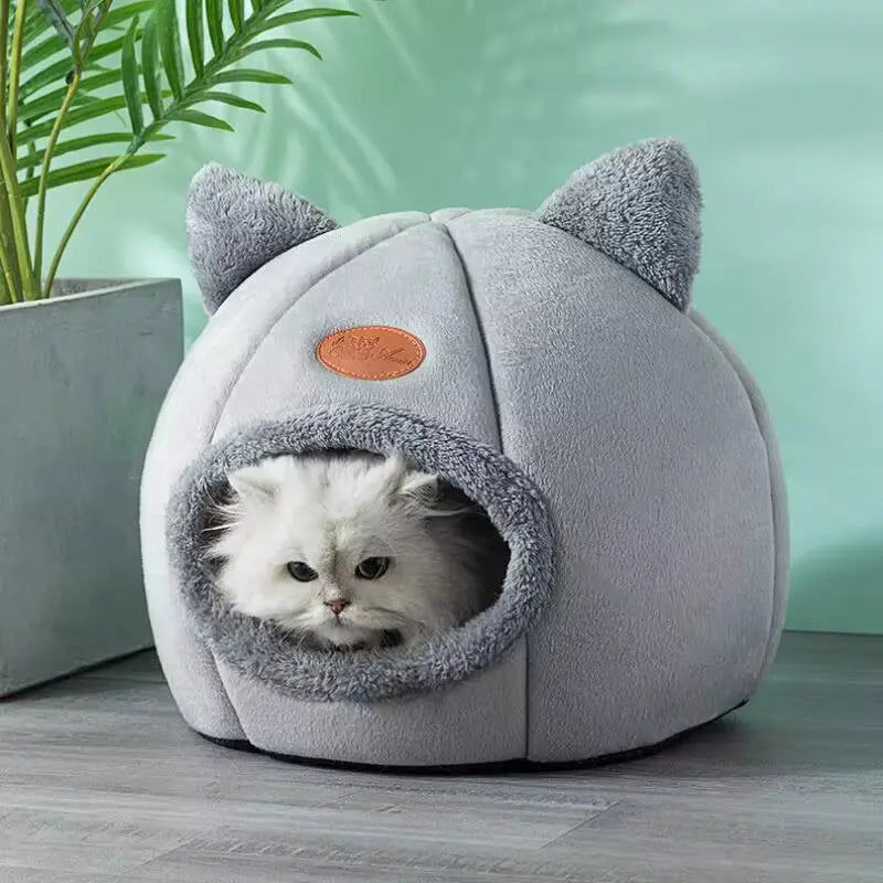 2024 Cat House Bed Soft Washable Grey XL 39x39x40cm - Image 3