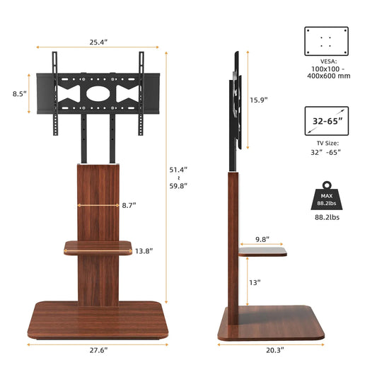 Adjustable Wood TV Stand for 32-65 Inch LCD LED - Image 2