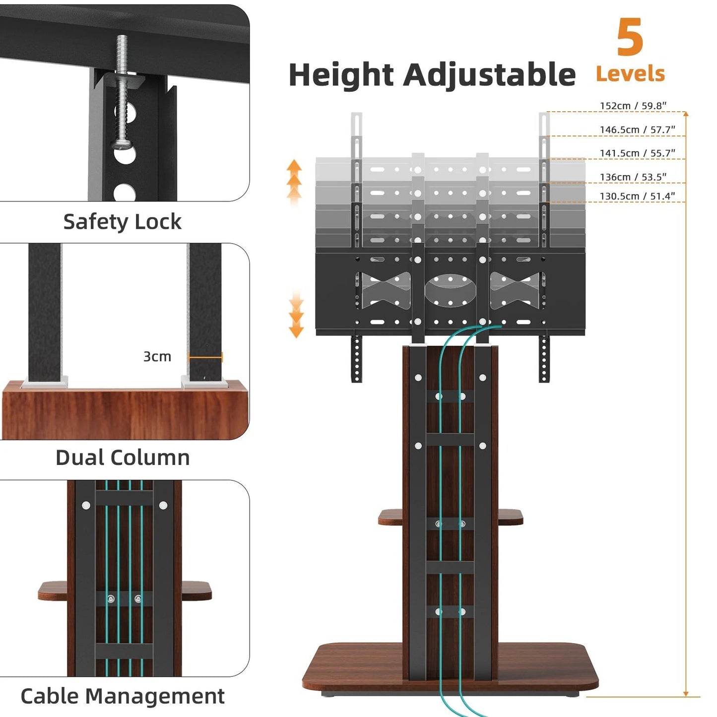 Adjustable Wood TV Stand for 32-65 Inch LCD LED - Image 4