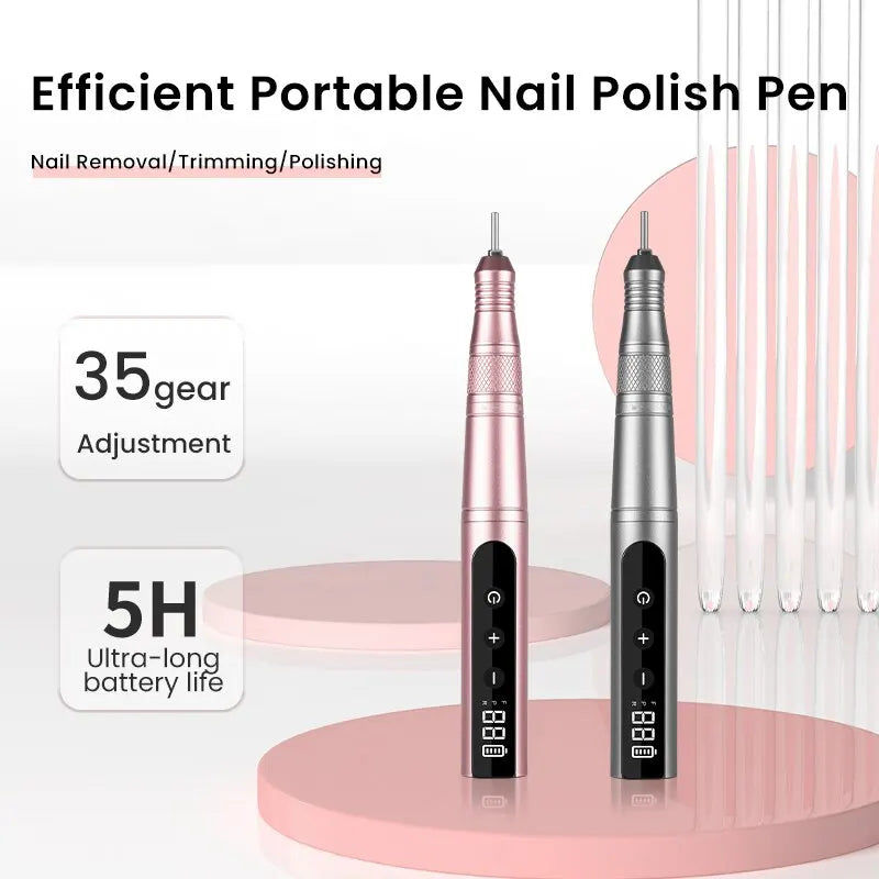 35000RPM Cordless Nail Drill Kit LED Pink - Image 3
