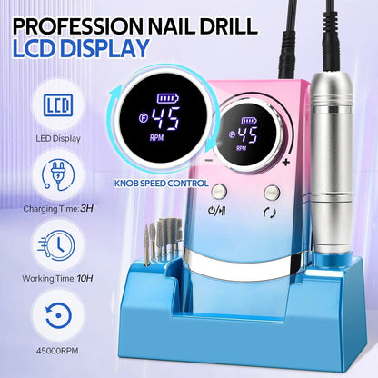 Professional 45000RPM Electric Nail Drill Kit - Image 2