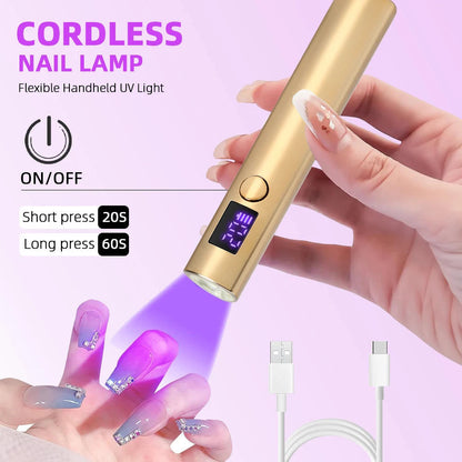 Mini UV LED Nail Dryer Lamp USB Gold - Image 3