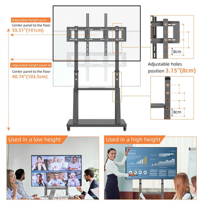 Adjustable Heavy Duty Mobile TV Cart Stand - Image 4
