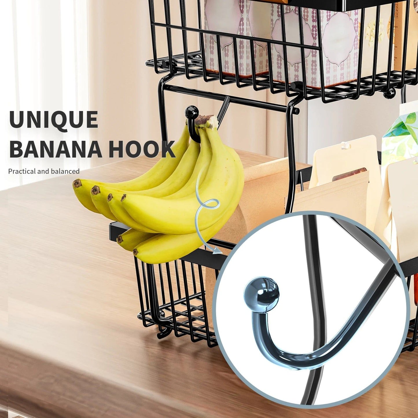 2-Tier Metal Fruit Vegetable Storage Basket - Image 3