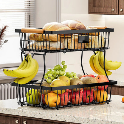 2-Tier Metal Fruit Vegetable Storage Basket - Image 4