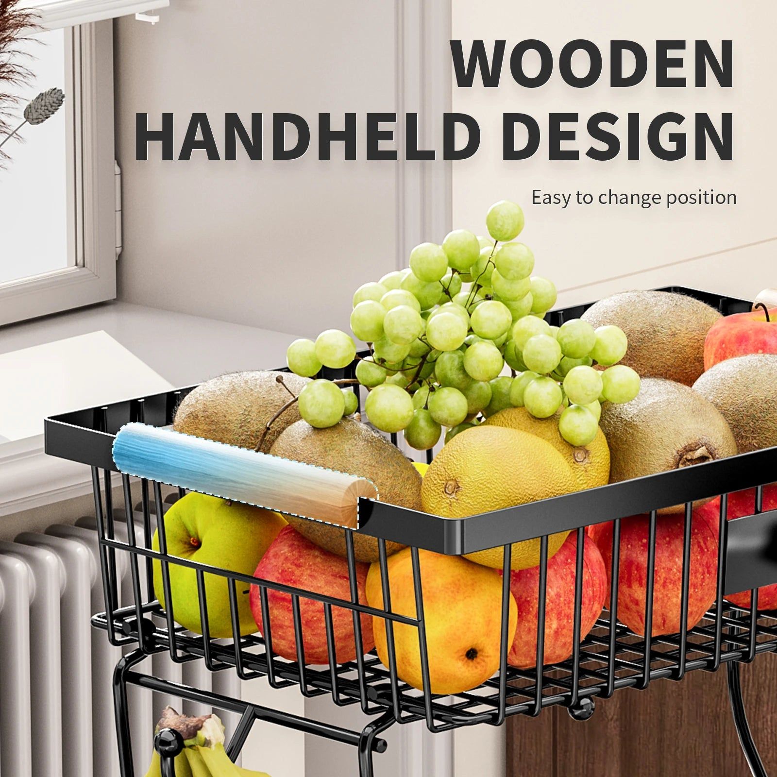 2-Tier Metal Fruit Vegetable Storage Basket - Image 6