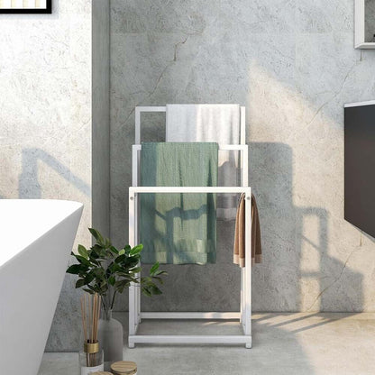 3 Tier Metal Freestanding Towel Rack Rail Holder Drying Stand - Image 2