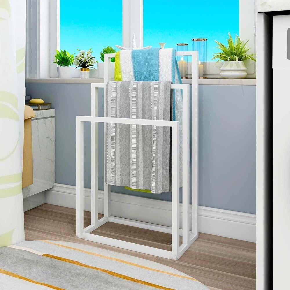 3 Tier Metal Freestanding Towel Rack Rail Holder Drying Stand - Image 6