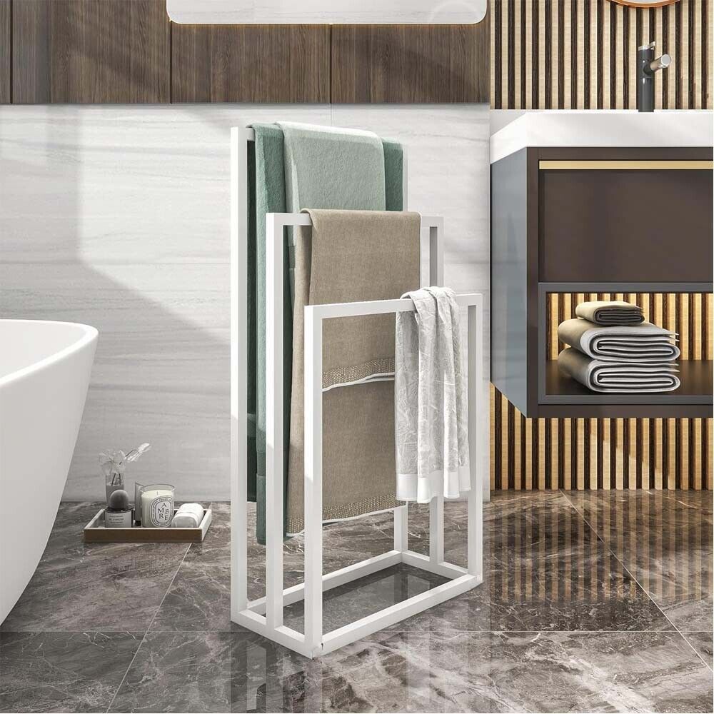 3 Tier Metal Freestanding Towel Rack Rail Holder Drying Stand - Image 8