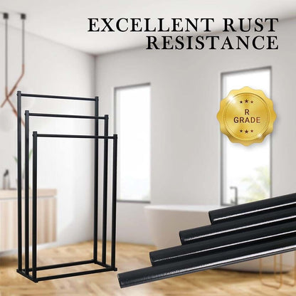 3 Tier Metal Towel Rack Freestanding Bathroom Organizer Rail - Image 2