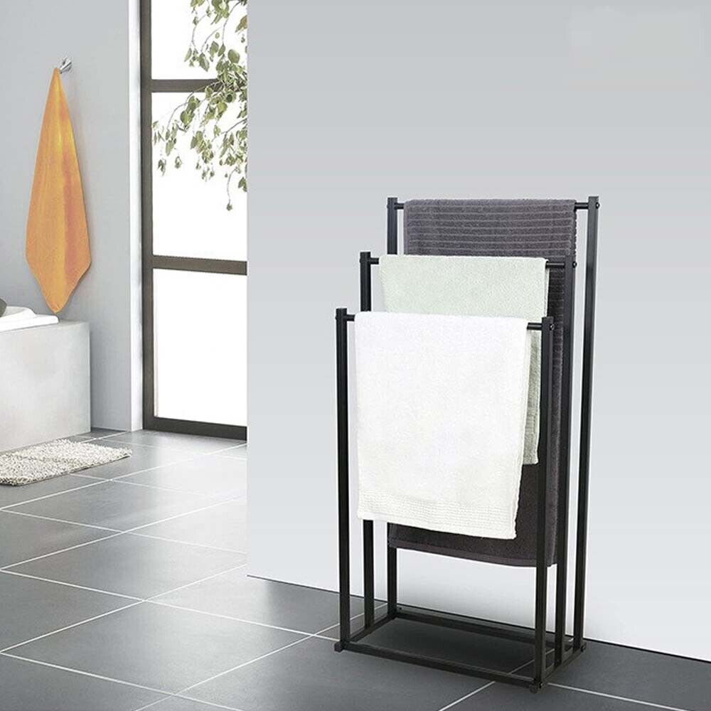 3 Tier Metal Towel Rack Freestanding Bathroom Organizer Rail - Image 6