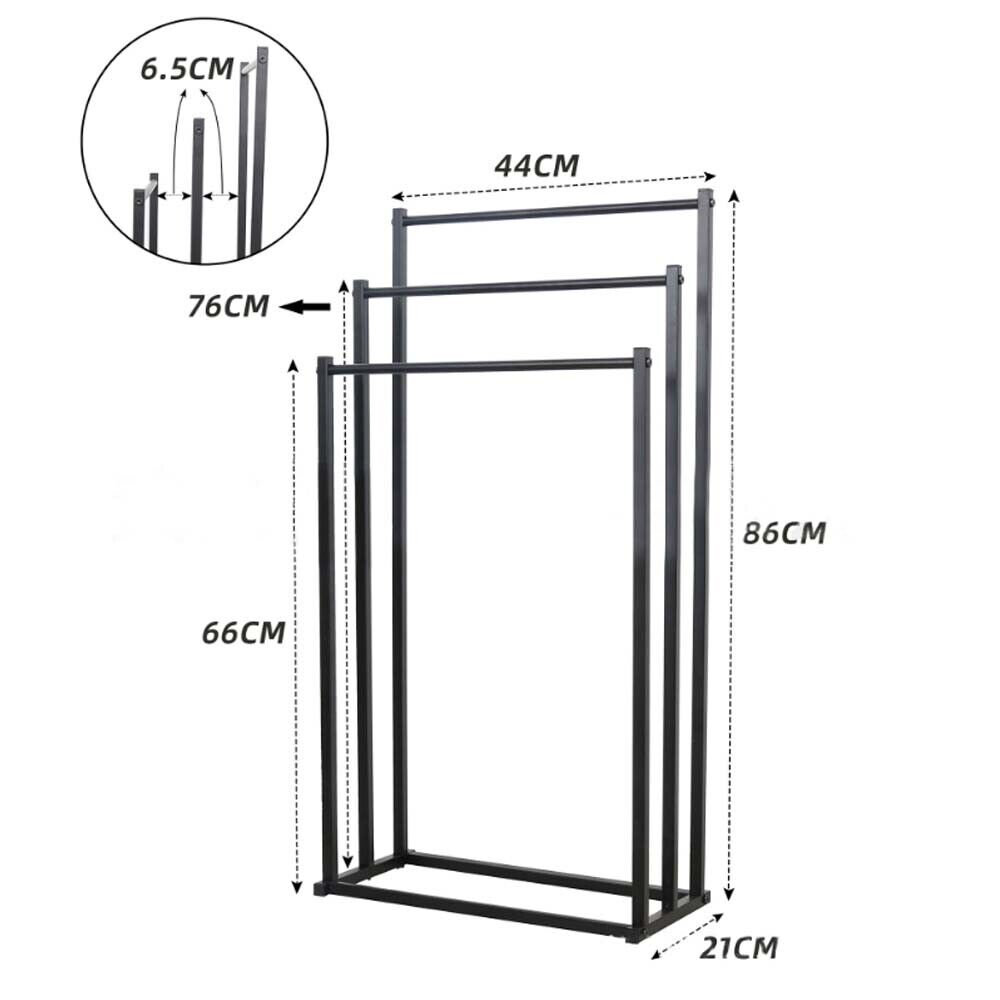 3 Tier Metal Towel Rack Freestanding Bathroom Organizer Rail - Image 7