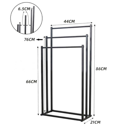 3 Tier Metal Towel Rack Freestanding Bathroom Organizer Rail - Image 7