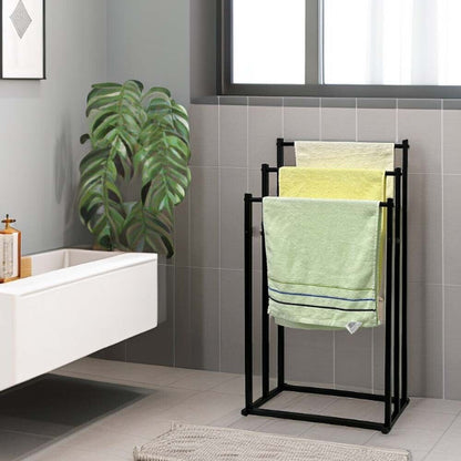 Metal Free Standing Towel Rack 3 Tier Bathroom Rail Shelf Dryer - Image 2