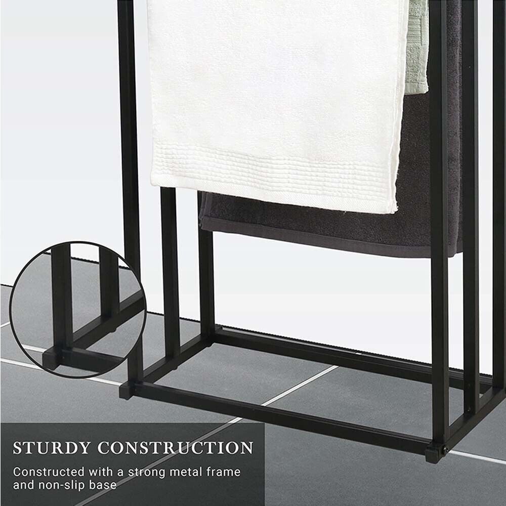 Metal Free Standing Towel Rack 3 Tier Bathroom Rail Shelf Dryer - Image 5