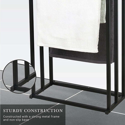 Metal Free Standing Towel Rack 3 Tier Bathroom Rail Shelf Dryer - Image 5