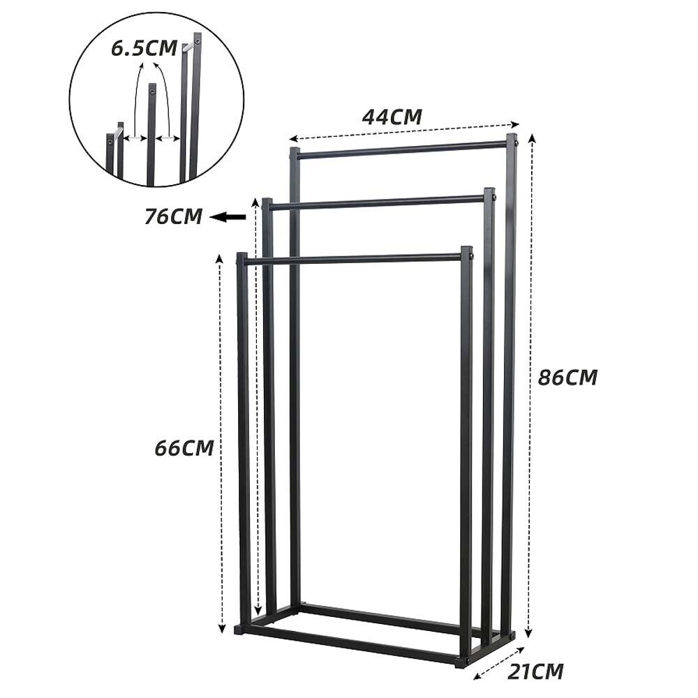 Metal Free Standing Towel Rack 3 Tier Bathroom Rail Shelf Dryer - Image 6