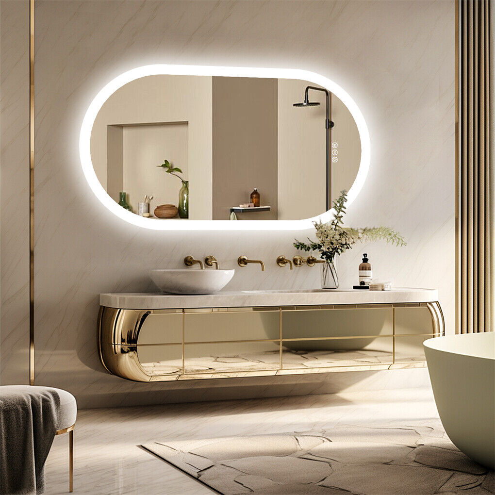 800x500mm LED Bathroom Mirror Oval Anti-Fog Dimmable Wall Mount - Image 2
