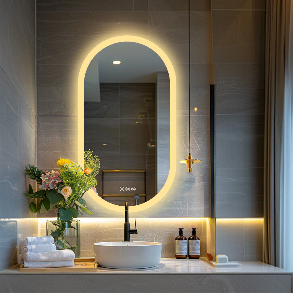 800x500mm LED Bathroom Mirror Oval Anti-Fog Dimmable Wall Mount - Image 5
