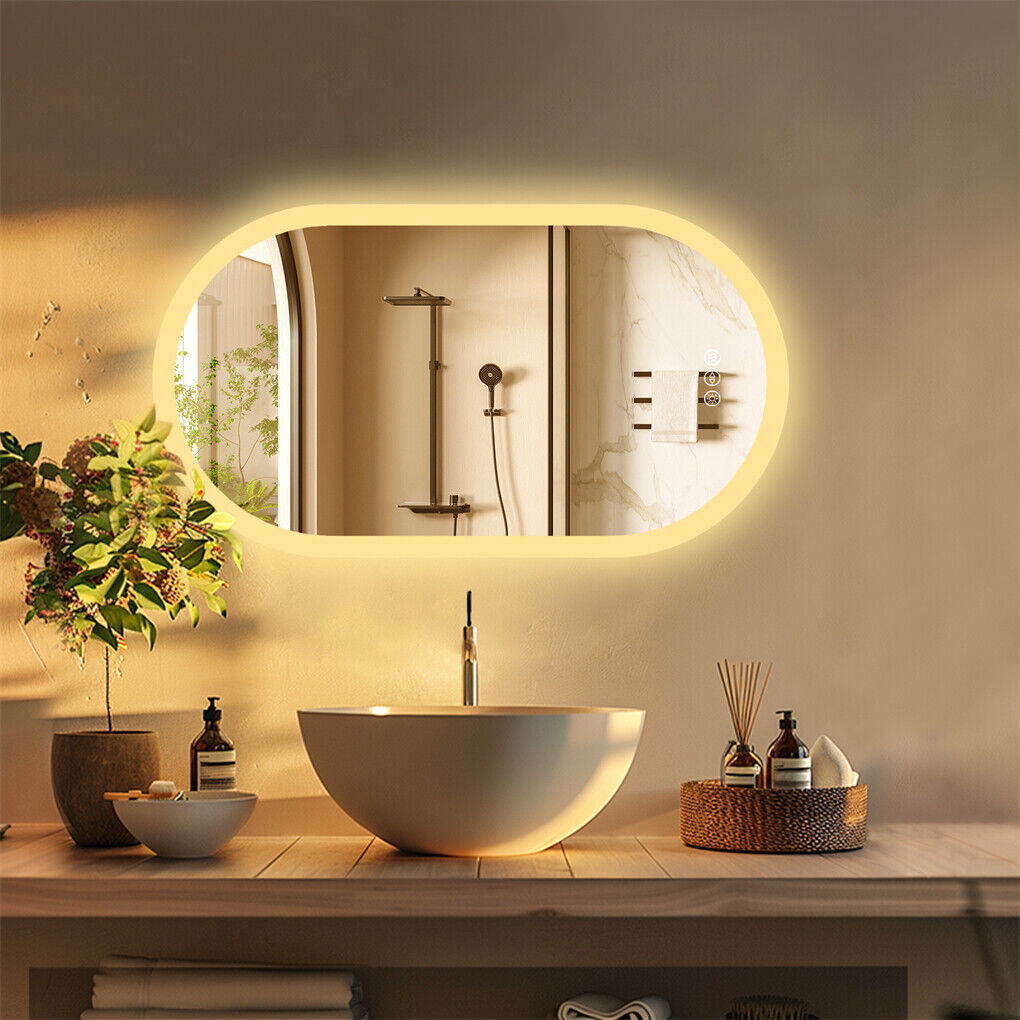 800x500mm LED Bathroom Mirror Oval Anti-Fog Dimmable Wall Mount - Image 7
