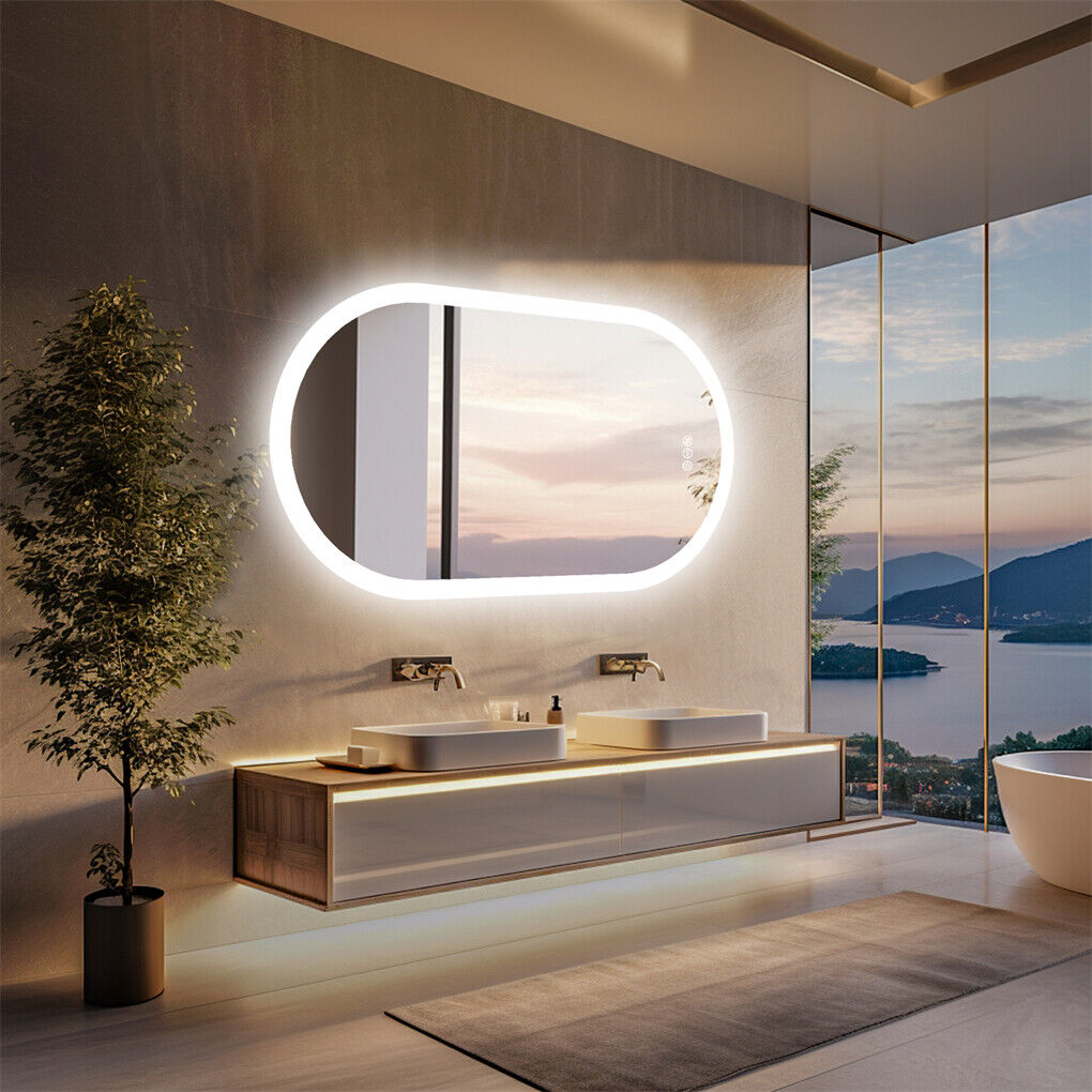 120x60cm LED Bathroom Mirror Oval Anti-Fog Dimmable Wall Mount - Image 8