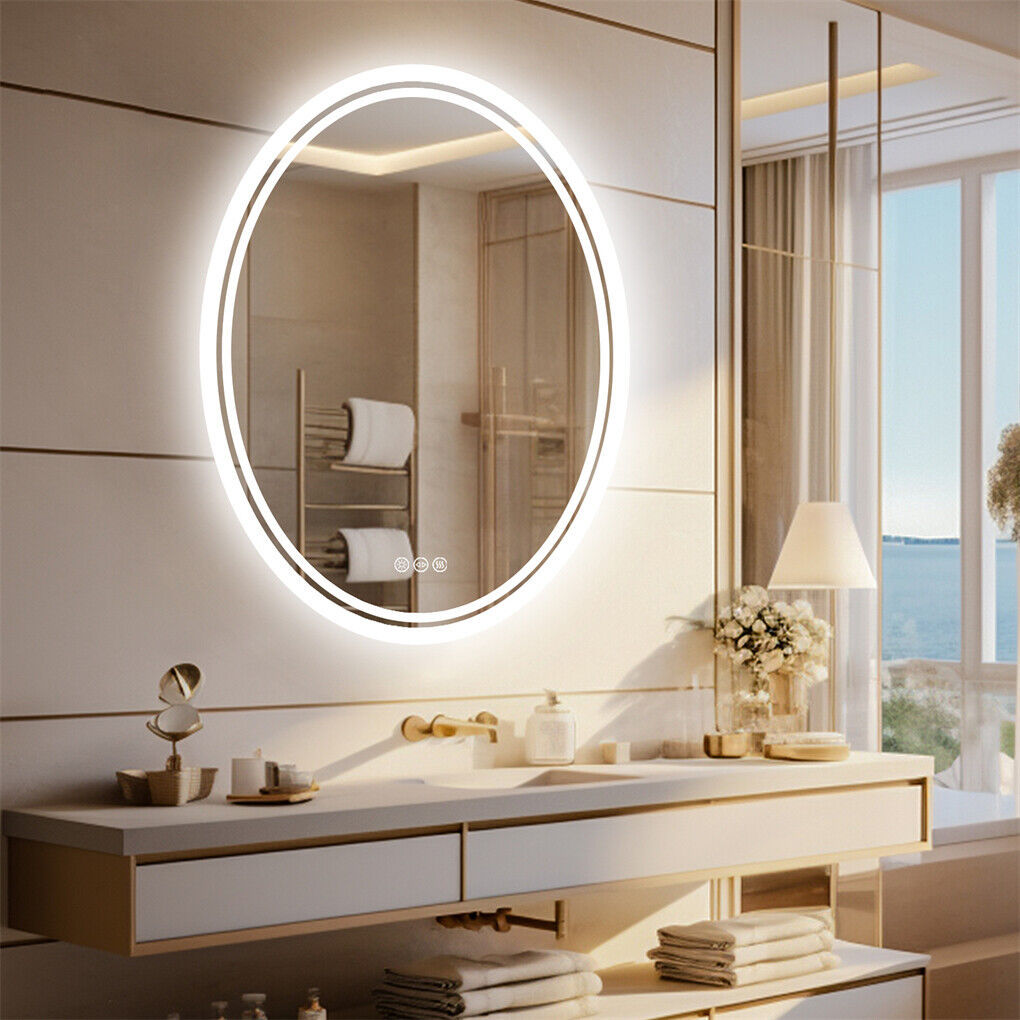 500x700mm LED Bathroom Mirror Oval Dimmable Anti-Fog - Image 3