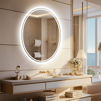 500x700mm LED Bathroom Mirror Oval Dimmable Anti-Fog - Image 3