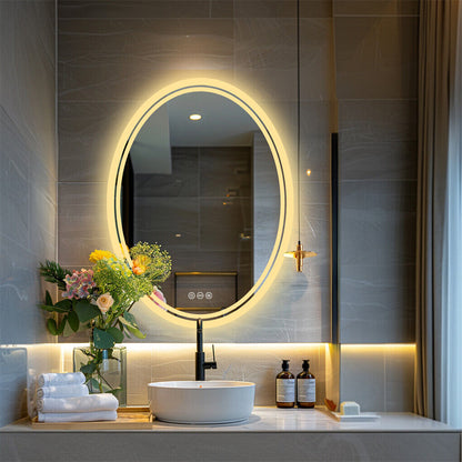 500x700mm LED Bathroom Mirror Oval Dimmable Anti-Fog - Image 4
