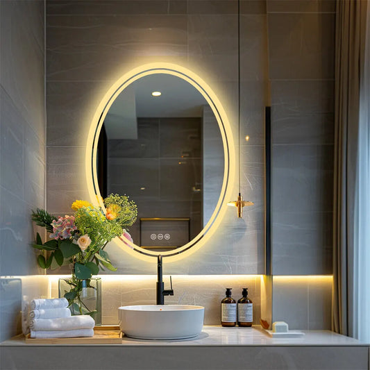 500x700mm LED Bathroom Mirror Oval Dimmable Anti-Fog - Image 4
