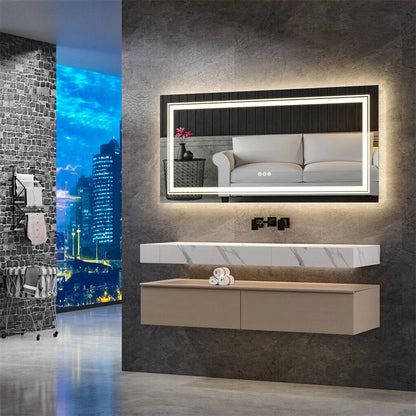 1510x780mm LED Bathroom Mirror Anti-fog Illuminated - Image 9