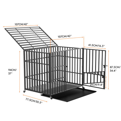 42 XL Heavy Duty Dog Cage Playpen Kennel w/ Wheels - Image 2
