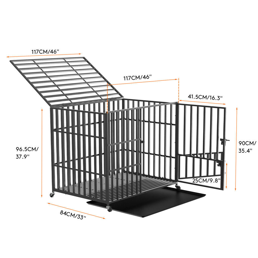 46 XXL Heavy Duty Dog Cage Jumbo Large Pet Kennel on Wheels - Image 2