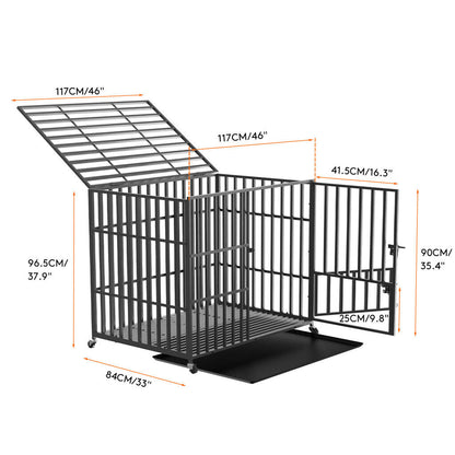 46 XXL Heavy Duty Dog Cage Jumbo Large Pet Kennel on Wheels - Image 2