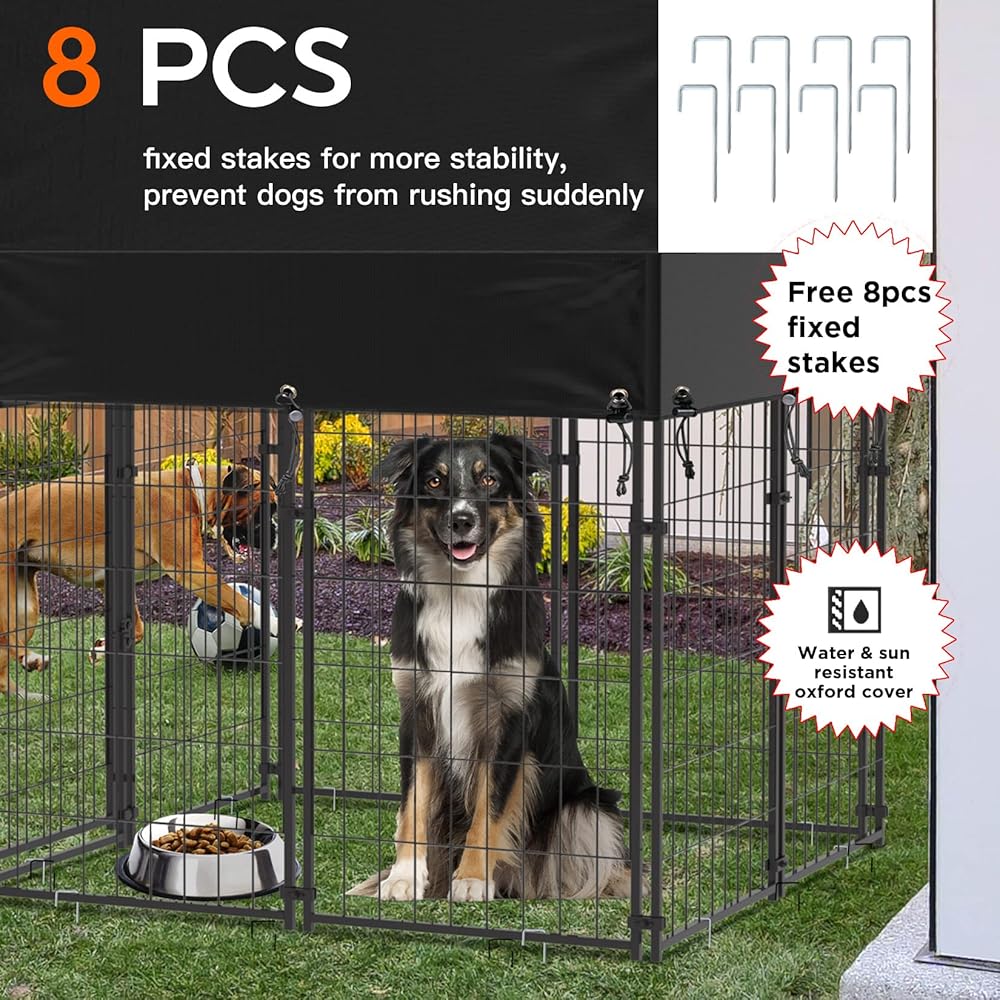 Outdoor Dog Kennel XS Pet Cage with Roof & Cover 127x120x134cm - Image 2