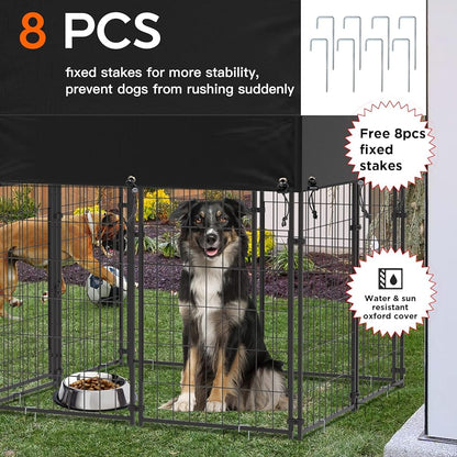 Outdoor Dog Kennel XS Pet Cage with Roof & Cover 127x120x134cm - Image 2