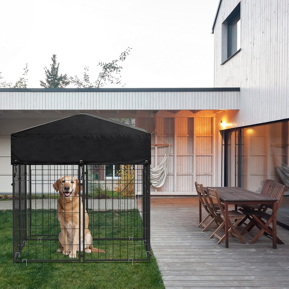 Outdoor Dog Kennel XS Pet Cage with Roof & Cover 127x120x134cm - Image 3