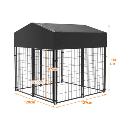 Outdoor Dog Kennel XS Pet Cage with Roof & Cover 127x120x134cm - Image 5