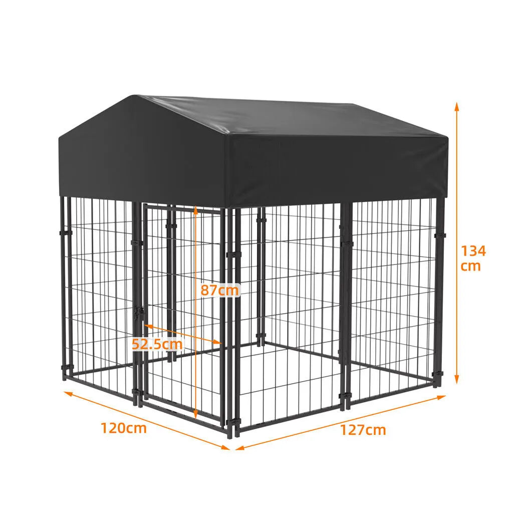 Outdoor Dog Kennel XS Pet Cage with Roof & Cover 127x120x134cm - Image 5