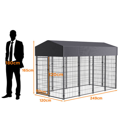 Large Outdoor Dog Kennel 250x120x165cm Pet Cage with Roof - Image 7
