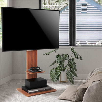Heavy Duty TV Floor Stand Adjustable Mount 65 Black Brown - Image 4