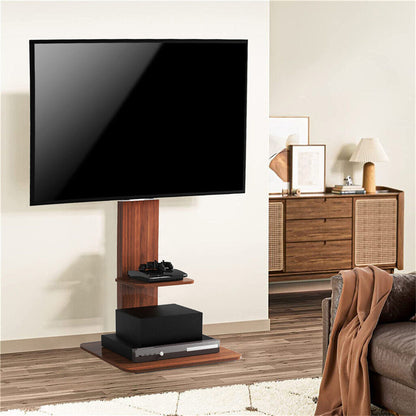 Heavy Duty TV Floor Stand Adjustable Mount 65 Black Brown - Image 6