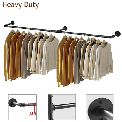 Industrial Iron Pipe Clothes Rail Vintage Wall Shelf - Image 2