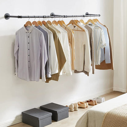 Industrial Iron Pipe Clothes Rail Vintage Wall Shelf - Image 4
