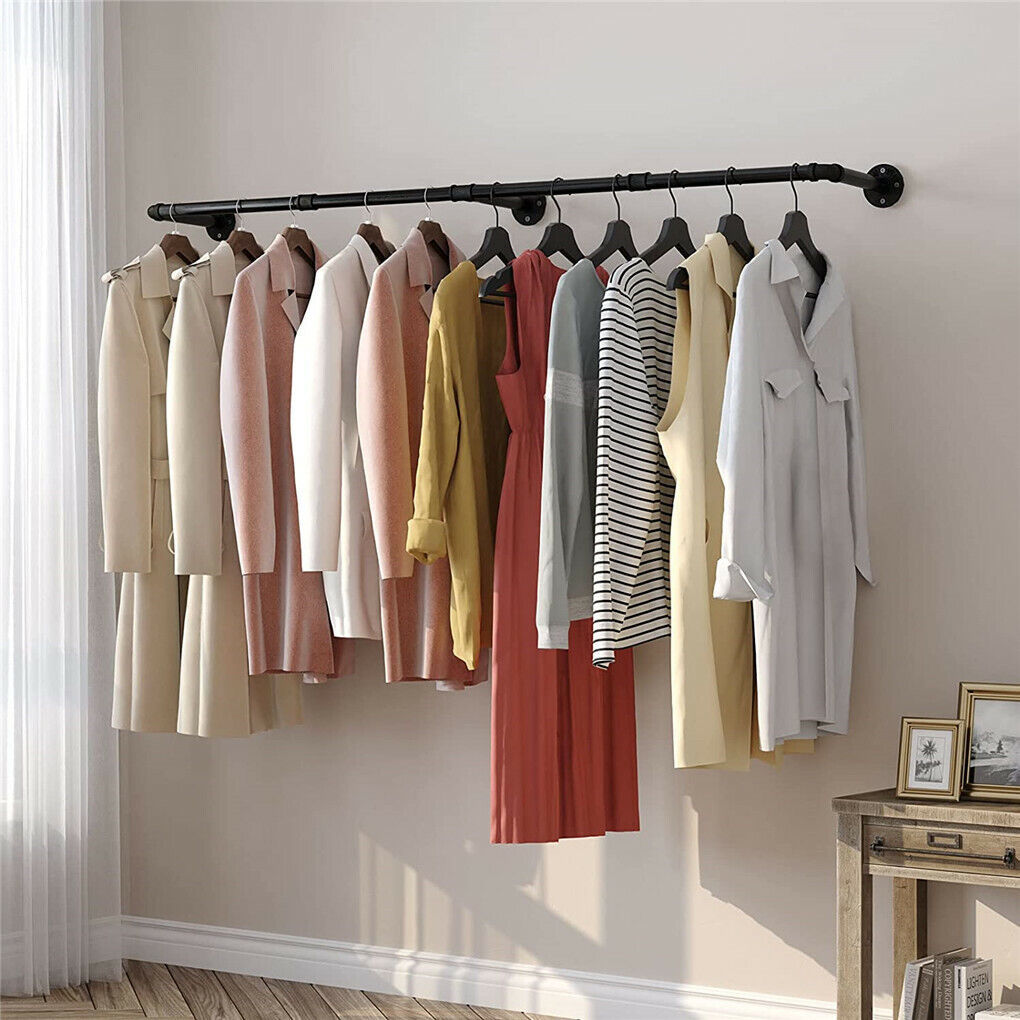 Industrial Iron Pipe Clothes Rail Vintage Wall Shelf - Image 6