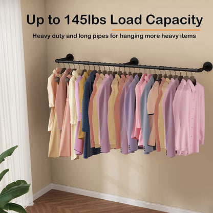 Industrial Iron Pipe Clothes Rail Vintage Wall Shelf - Image 7