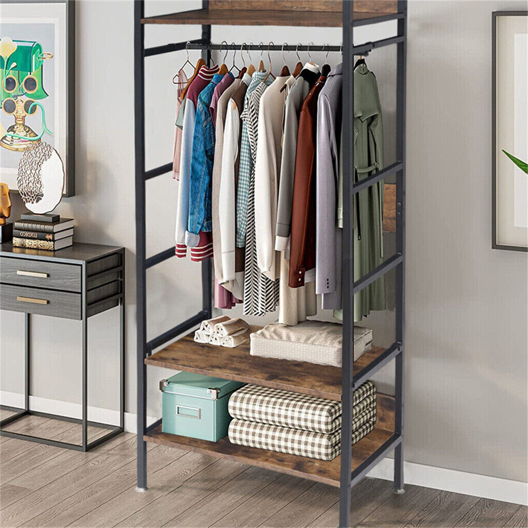 Metal Garment Rack Coat Stand MDF & Iron Organizer - Image 3